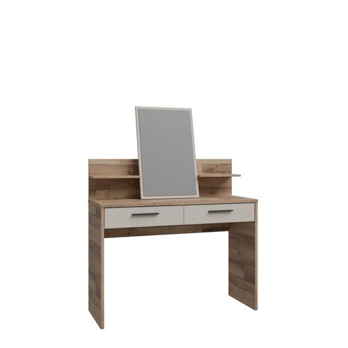 Coiffeuse RICCIANO imitation chêne et grège vue 3/4