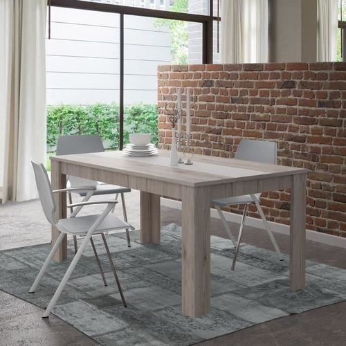 Gulada Ensemble Meuble Télé - 170cm - Table à Manger 160cm - Contemporain - Blanc Et Décor Chene