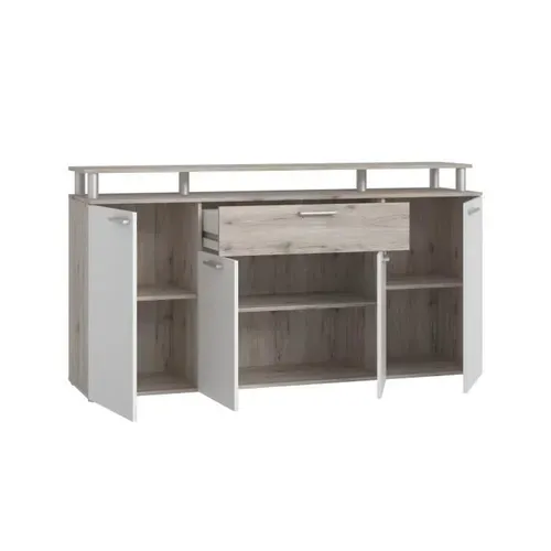 Gulada Ensemble Meuble Télé - 170cm - Table à Manger 160cm - Contemporain - Blanc Et Décor Chene