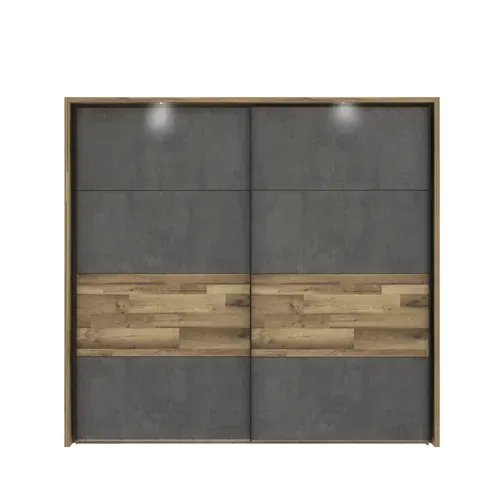 Armoire 2 portes coulissantes L.231 cm RICCIANO imitation chêne béton gris