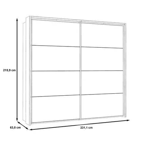 Armoire 2 portes coulissantes L.231 cm RICCIANO imitation chêne béton gris
