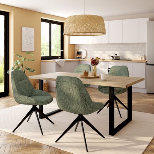 Table à manger extensible 180-260 x 90 cm ALLISTER Imitation bois et noir