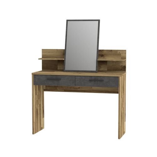 Coiffeuse RICCIANO imitation chêne béton gris vue de profil