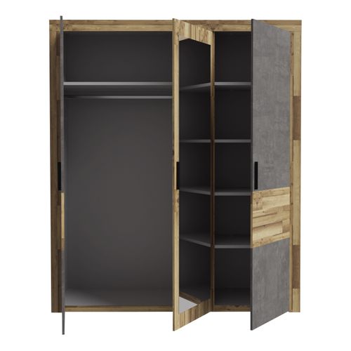 Armoire 3 portes battantes RICCIANO imitation chêne béton gris
