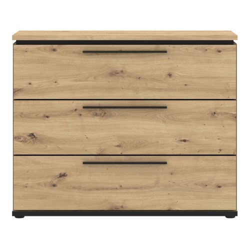 Commode IZO 3 tiroirs imitation Chêne et noir IZO COMMODE 3T