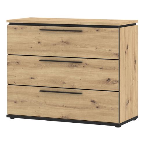 Commode IZO 3 tiroirs imitation Chêne et noir IZO COMMODE 3T