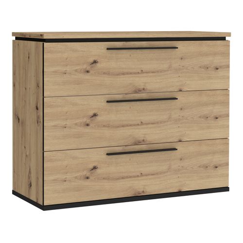 Commode IZO 3 tiroirs imitation Chêne et noir IZO COMMODE 3T