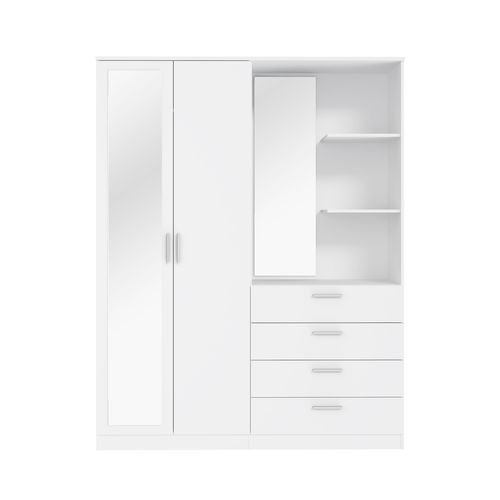 Armoire 2 portes 4 tiroirs MAXIME blanc mat