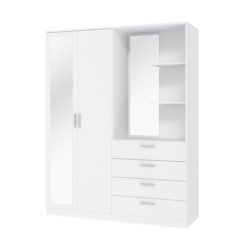 Armoire 2 portes 4 tiroirs MAXIME blanc mat