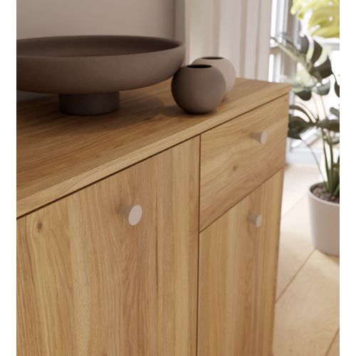 Rangement 3 portes 1 tiroir VALENCE imitation chêne