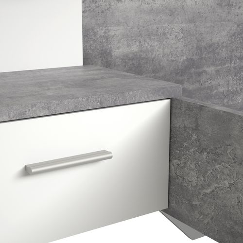 Lit 140x190 cm avec chevets suspendus GINGER Gris clair et blanc mat