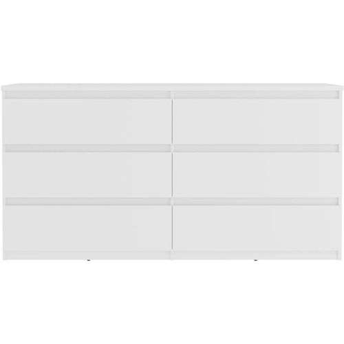 Commode Chelsea 6 Tiroirs - Couleur Blanc Mat - L 154 X P 42,2 X H 79,9 Cm