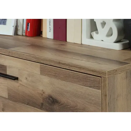 Commode 4 double tiroirs RICCIANO imitation chêne béton gris vue détaillée