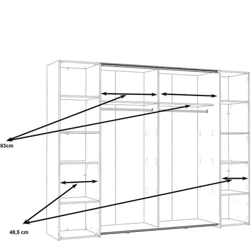 Armoire Narago - Décor Chene Sonoma Et Blanc Mat - 2 Portes Coulissantes + 2 Portes Battantes - L27