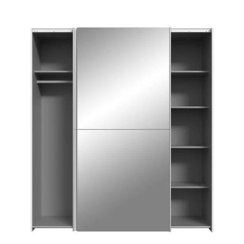 Armoire 2 Portes Coulissantes + Miroir - Panneaux De Particules - Blanc Mat - L 170,3 X P 61,2 X H