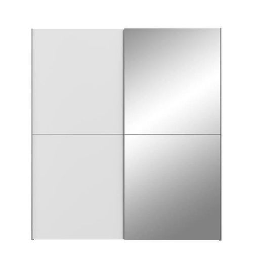 Armoire 2 Portes Coulissantes + Miroir - Panneaux De Particules - Blanc Mat - L 170,3 X P 61,2 X H