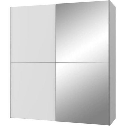Armoire 2 Portes Coulissantes + Miroir - Panneaux De Particules - Blanc Mat - L 170,3 X P 61,2 X H