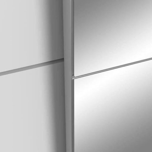 Armoire 2 Portes Coulissantes + Miroir - Panneaux De Particules - Blanc Mat - L 170,3 X P 61,2 X H