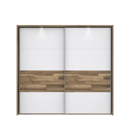 Armoire 2 portes coulissantes RICCIANO imitation chêne et blanc