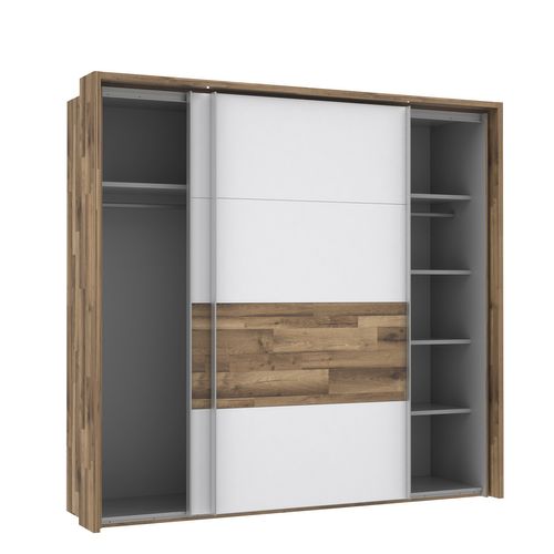 Armoire 2 portes coulissantes RICCIANO imitation chêne et blanc