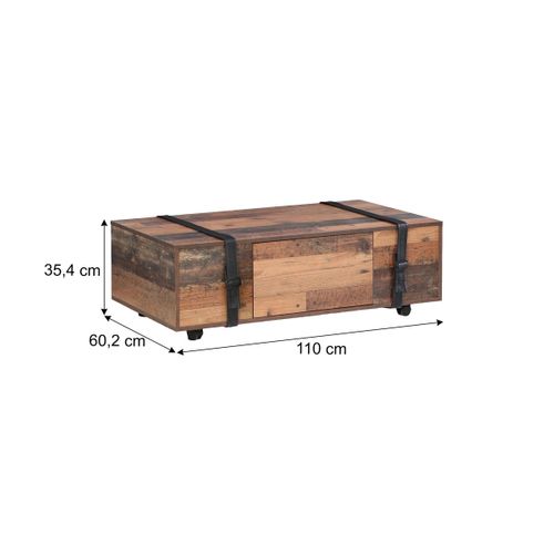 Table basse FOBYA Imitation vieux chêne et noir