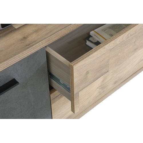 Meuble TV L.153cm GAIA Imitation bois et béton