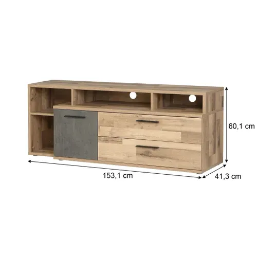 Meuble TV L.153cm GAIA Imitation bois et béton