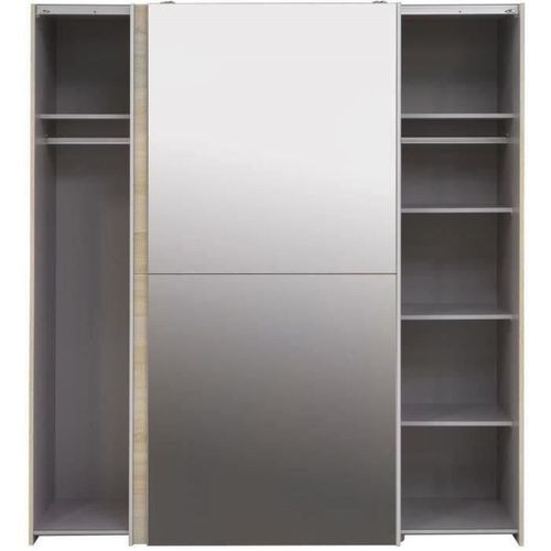 Armoire 2 Portes Coulissantes Avec Miroir - Chene Sonoma - L 170,3 X P 61,2 X H 190,5 Cm - Ulos