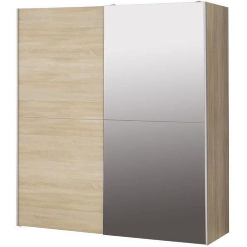 Armoire 2 Portes Coulissantes Avec Miroir - Chene Sonoma - L 170,3 X P 61,2 X H 190,5 Cm - Ulos