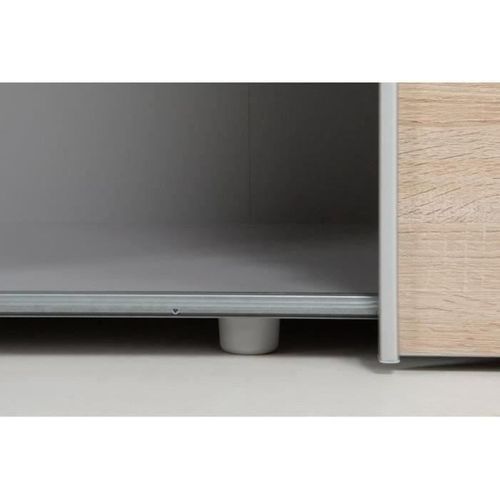 Armoire 2 Portes Coulissantes Avec Miroir - Chene Sonoma - L 170,3 X P 61,2 X H 190,5 Cm - Ulos