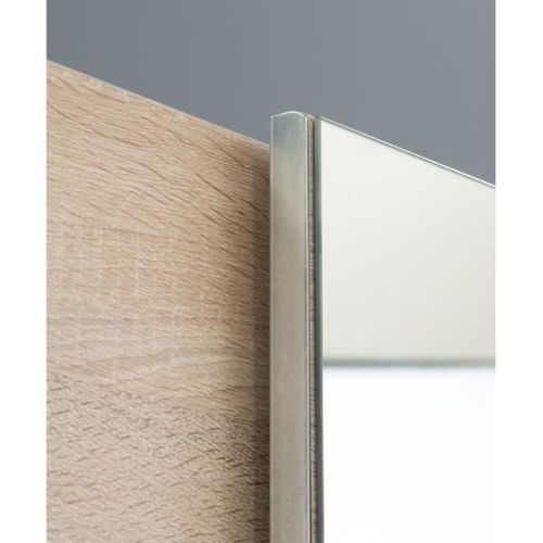 Armoire 2 Portes Coulissantes Avec Miroir - Chene Sonoma - L 170,3 X P 61,2 X H 190,5 Cm - Ulos