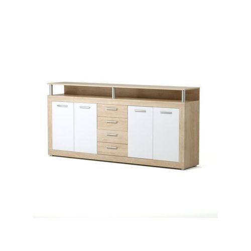 Cava Buffet Bas Contemporain Décor Chene Et Blanc - L 197 Cm