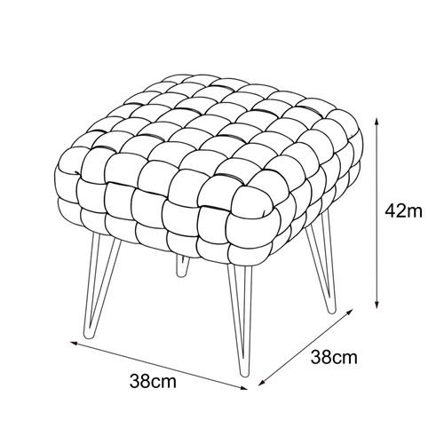 Tabouret En Velours Tressé Rembourré 38 Cm Dotty Gris Clair