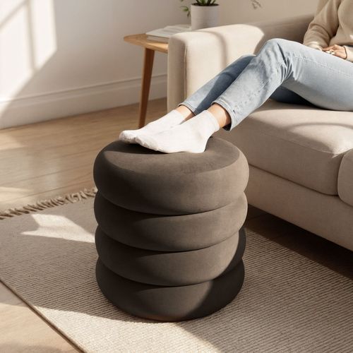 Tabouret En Velours Avec Rangement 42 Cm Snuggo Marron