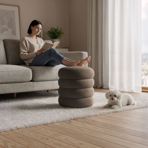 Tabouret En Velours Avec Rangement 42 Cm Snuggo Marron
