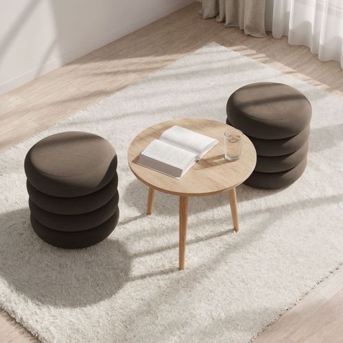 Tabouret En Velours Avec Rangement 42 Cm Snuggo Marron