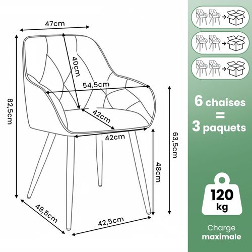 Lot De 6 Chaises En Velours Matelassées Diamante Turquoise Pieds Noirs