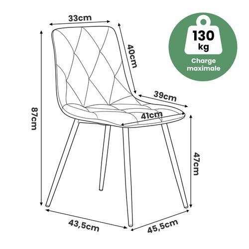 Chaise En Velours Matelassée Milo Vert Bouteille Pieds Noirs