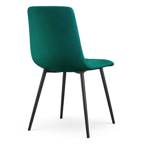 Chaise En Velours Matelassée Milo Vert Bouteille Pieds Noirs