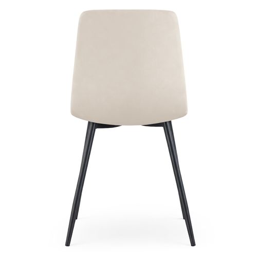 Chaise En Velours Matelassée Nero Beige Pieds Noirs