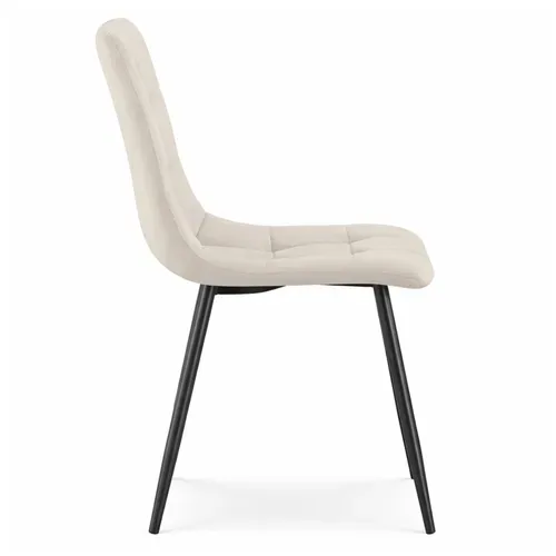 Chaise En Velours Matelassée Nero Beige Pieds Noirs
