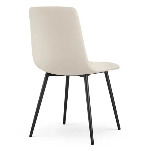 Chaise En Velours Matelassée Nero Beige Pieds Noirs