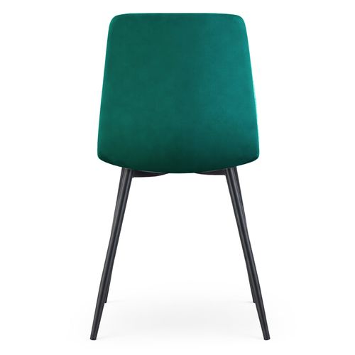Lot De 4 Chaises En Velours Matelassées Nero Vert Bouteille Pieds Noirs