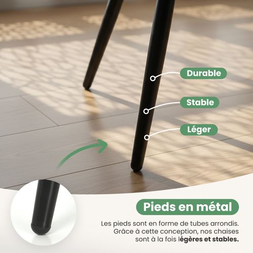 Lot De 4 Chaises En Velours Matelassées Nero Vert Bouteille Pieds Noirs