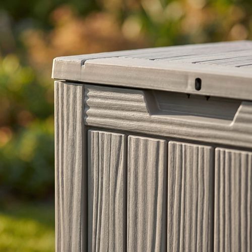 Coffre De Jardin Imperméable 113l Boîte De Rangement Extérieur Balcon Plastique Polypropylène Gris