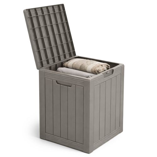 Coffre De Jardin Imperméable 113l Boîte De Rangement Extérieur Balcon Plastique Polypropylène Gris