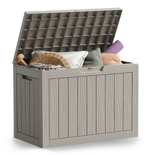 Coffre De Jardin Imperméable 170l Boîte De Rangement Extérieur Balcon Plastique Polypropylène Gris