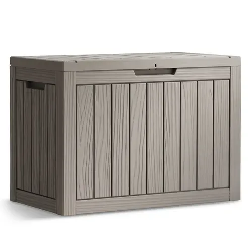 Coffre De Jardin Imperméable 170l Boîte De Rangement Extérieur Balcon Plastique Polypropylène Gris