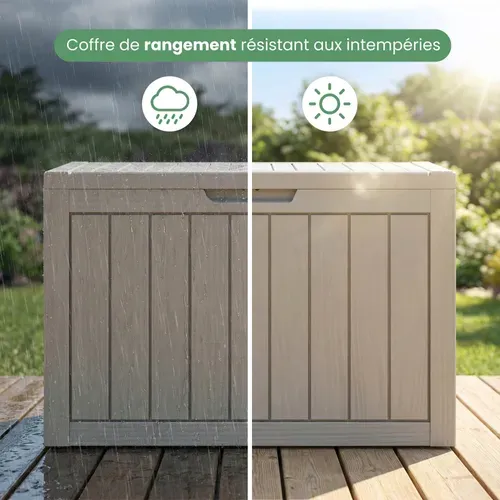 Coffre De Jardin Imperméable 170l Boîte De Rangement Extérieur Balcon Plastique Polypropylène Gris