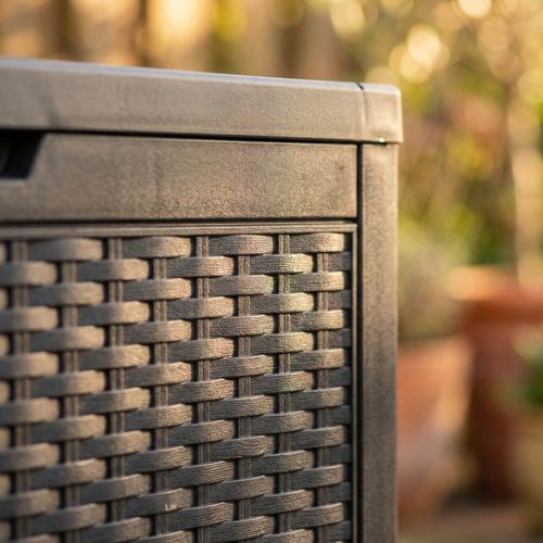 Coffre De Jardin Imperméable 340l Boîte De Rangement Extérieur Balcon Plastique Polypropylène Noir